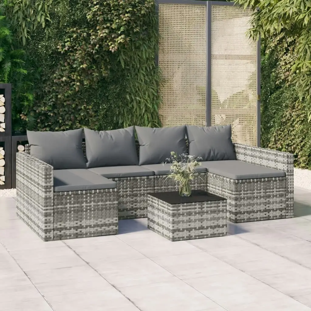 2 Piece Garden Lounge Set with Cushions Grey Poly Rattan 362344