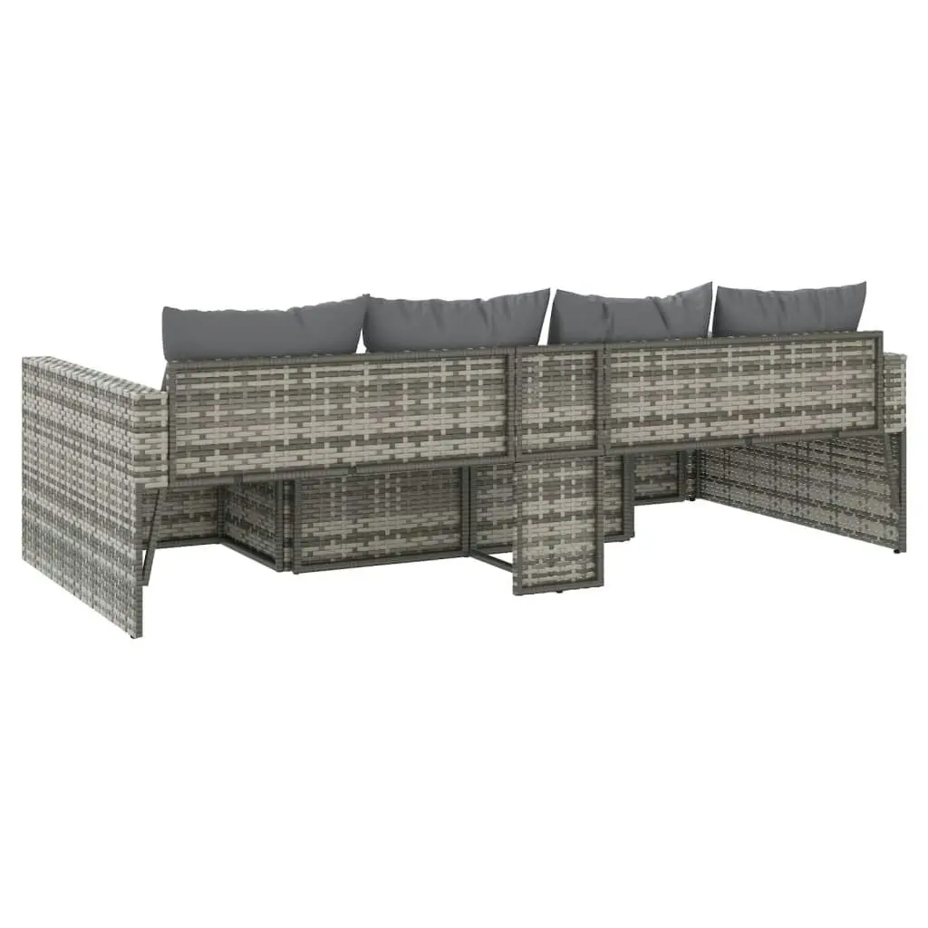 2 Piece Garden Lounge Set with Cushions Grey Poly Rattan 362344