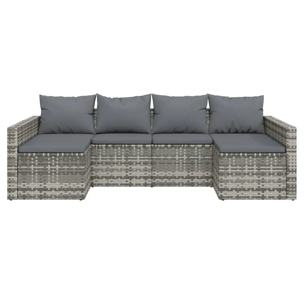 2 Piece Garden Lounge Set with Cushions Grey Poly Rattan 362344