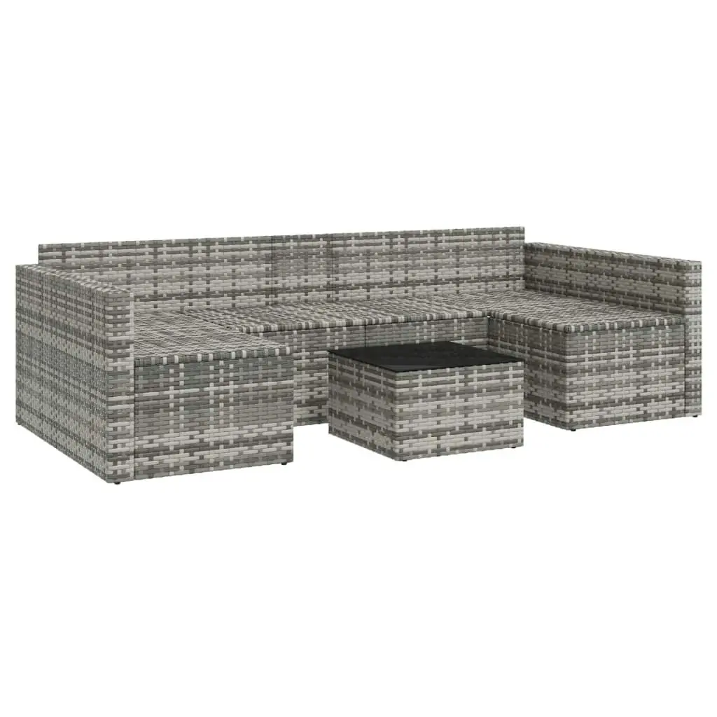 2 Piece Garden Lounge Set with Cushions Grey Poly Rattan 362344