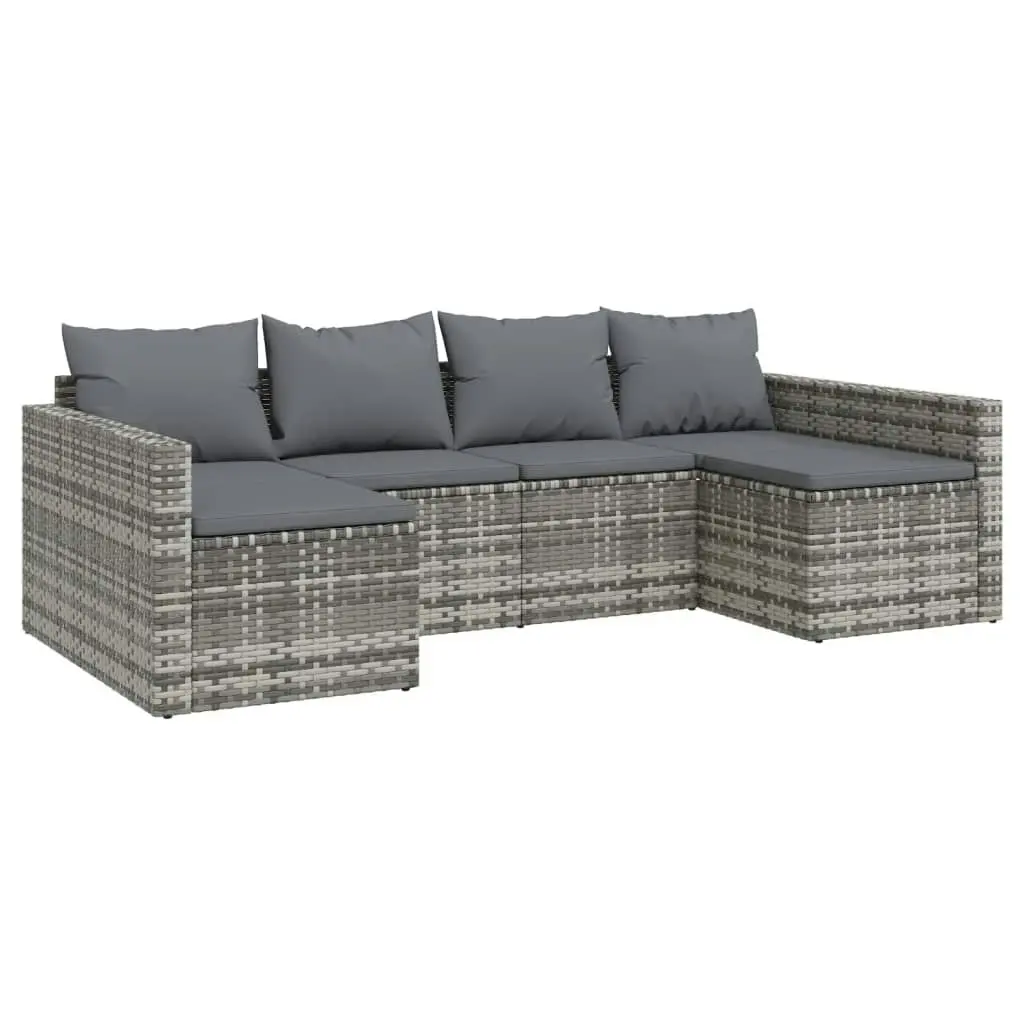 2 Piece Garden Lounge Set with Cushions Grey Poly Rattan 362344