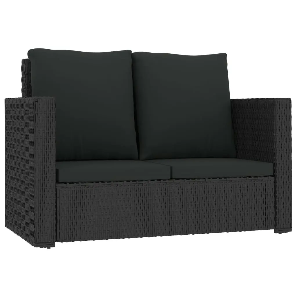 2 Piece Garden Lounge Set with Cushions Poly Rattan Black 46739