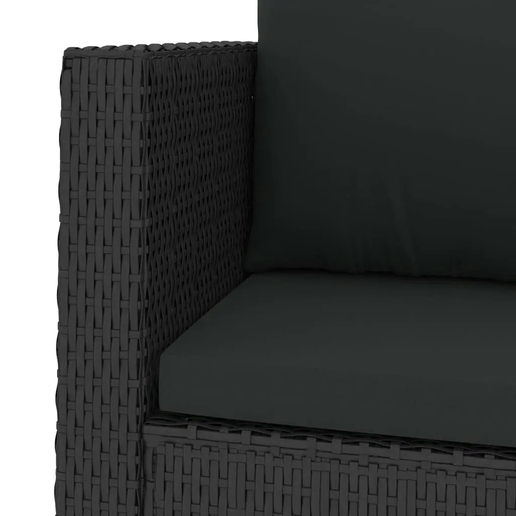 2 Piece Garden Lounge Set with Cushions Poly Rattan Black 46739