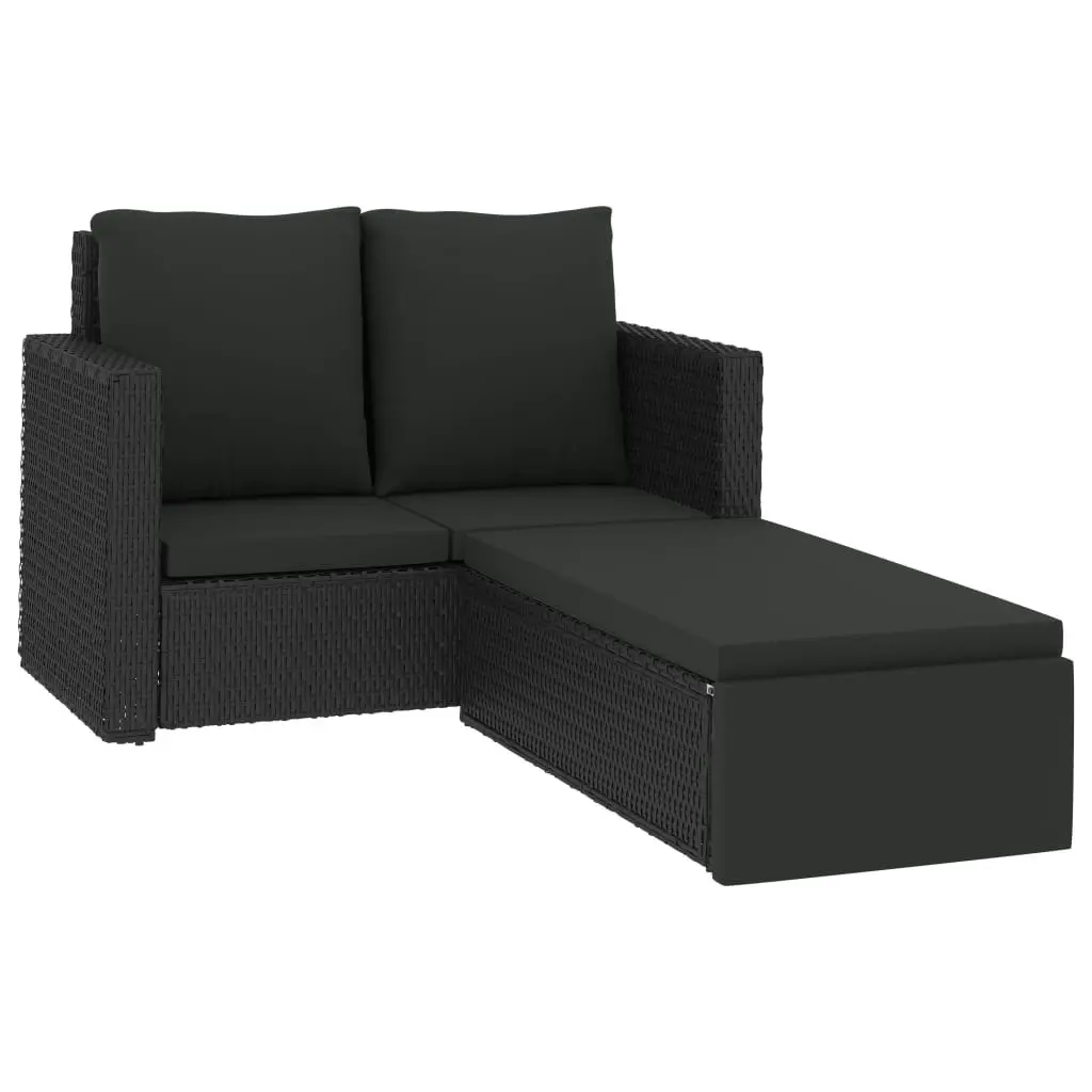 2 Piece Garden Lounge Set with Cushions Poly Rattan Black 46739