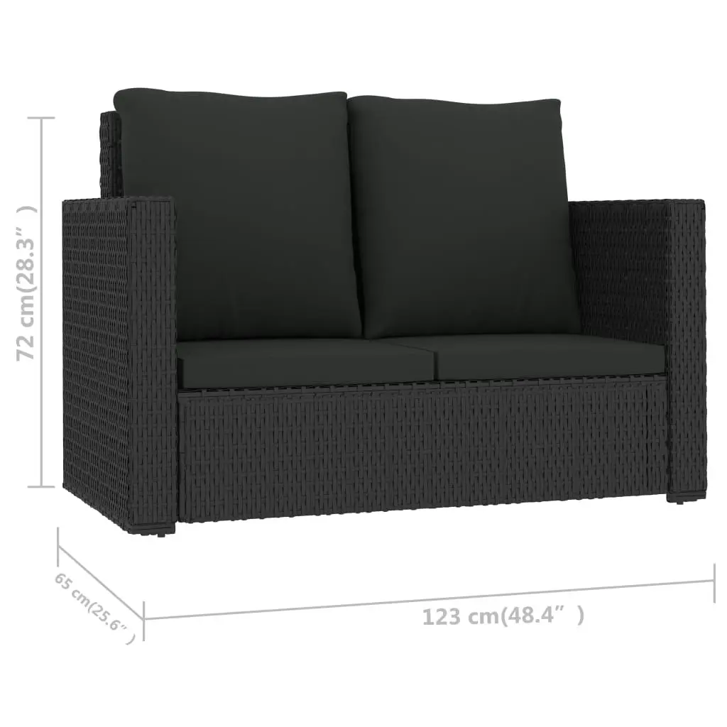 2 Piece Garden Lounge Set with Cushions Poly Rattan Black 46739