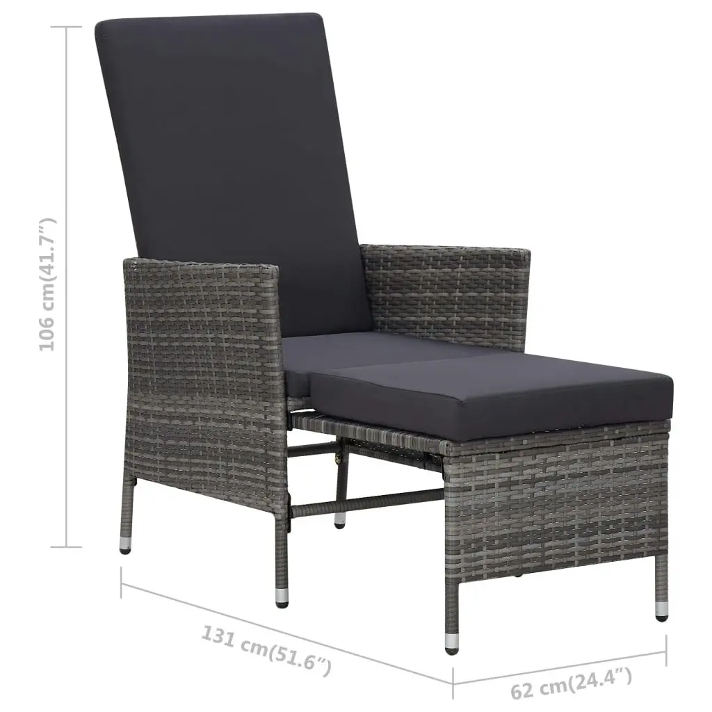 2 Piece Garden Lounge Set with Cushions Poly Rattan Grey 310233