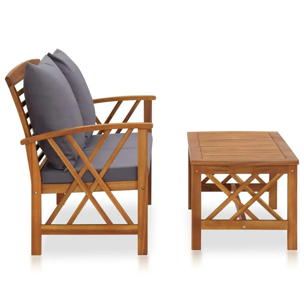 2 Piece Garden Lounge Set with Cushions Solid Acacia Wood 310274