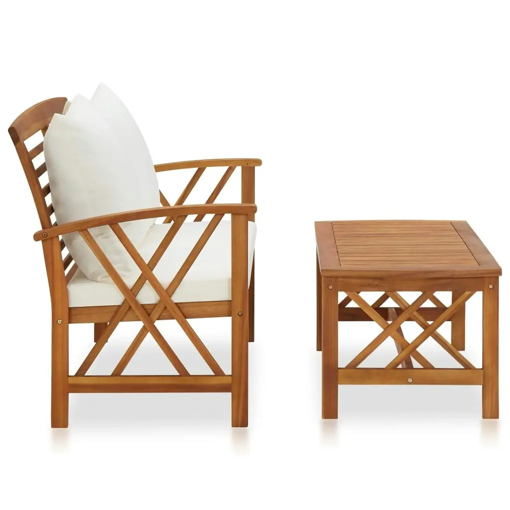 2 Piece Garden Lounge Set with Cushions Solid Acacia Wood 310273