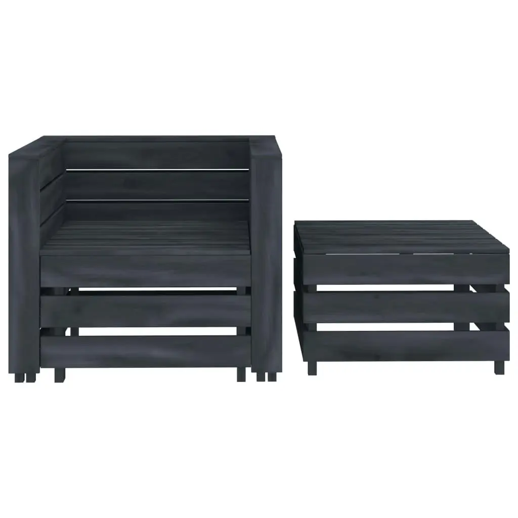 2 Piece Garden Pallet Lounge Set Grey Wood 313588