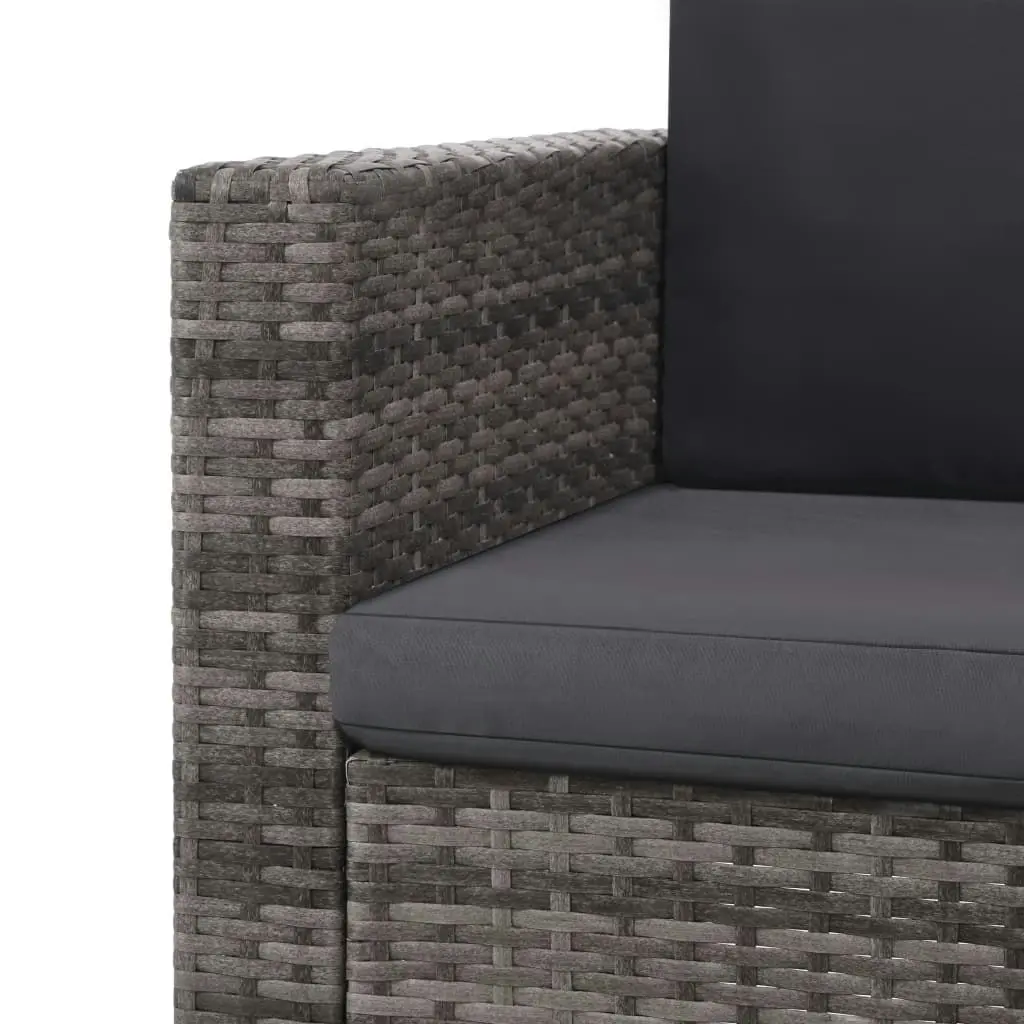 2 Piece Garden Lounge Set with Cushions Poly Rattan Grey 44422