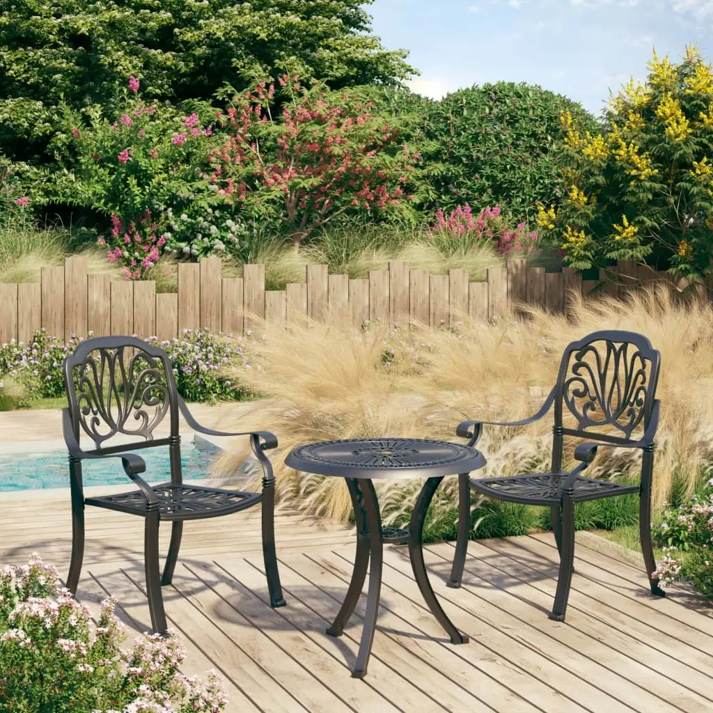 3 Piece Bistro Set Cast Aluminium Black 3070566