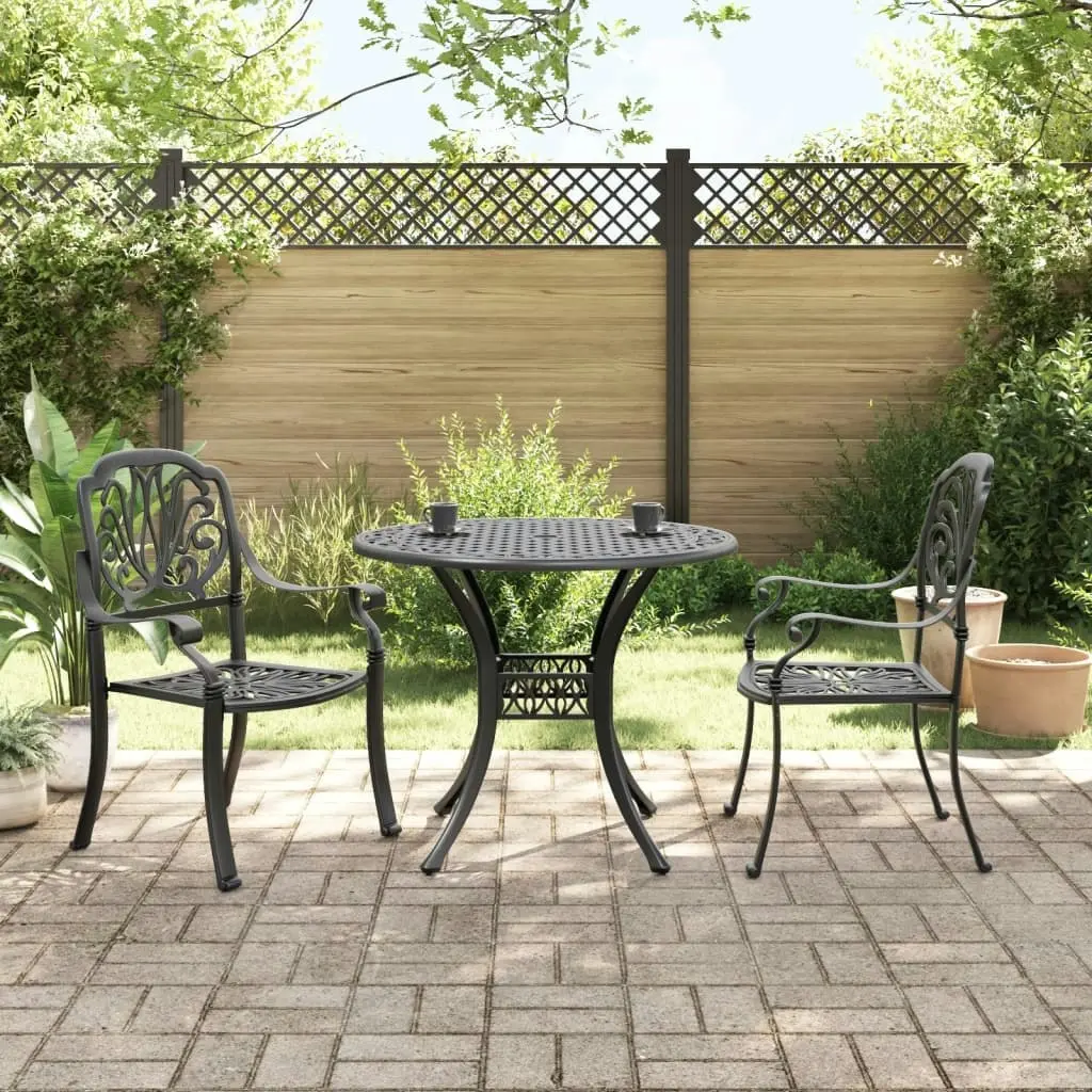 3 Piece Bistro Set Black Cast Aluminium 3216323