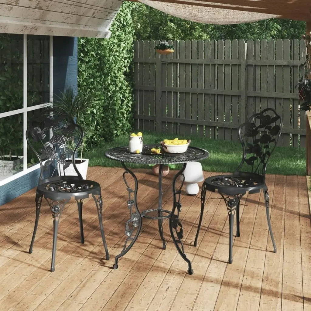 3 Piece Bistro Set Cast Aluminium Black 317739