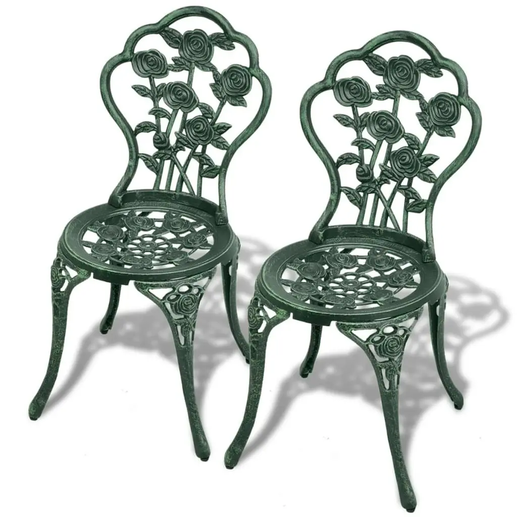 3 Piece Bistro Set Cast Aluminium Green 42164