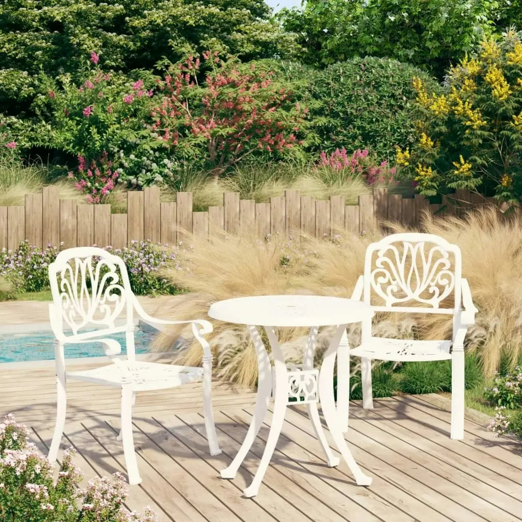 3 Piece Bistro Set Cast Aluminium White 3070573