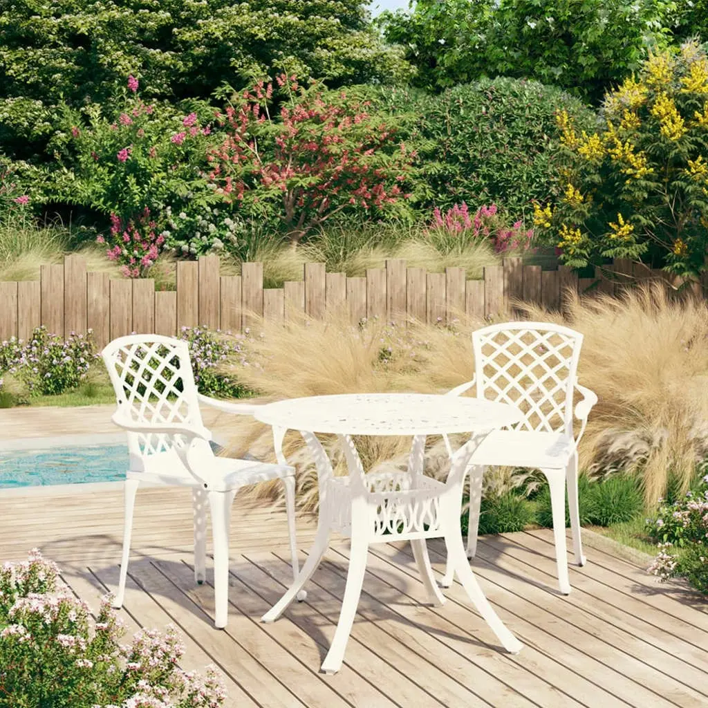 3 Piece Bistro Set Cast Aluminium White 3070585