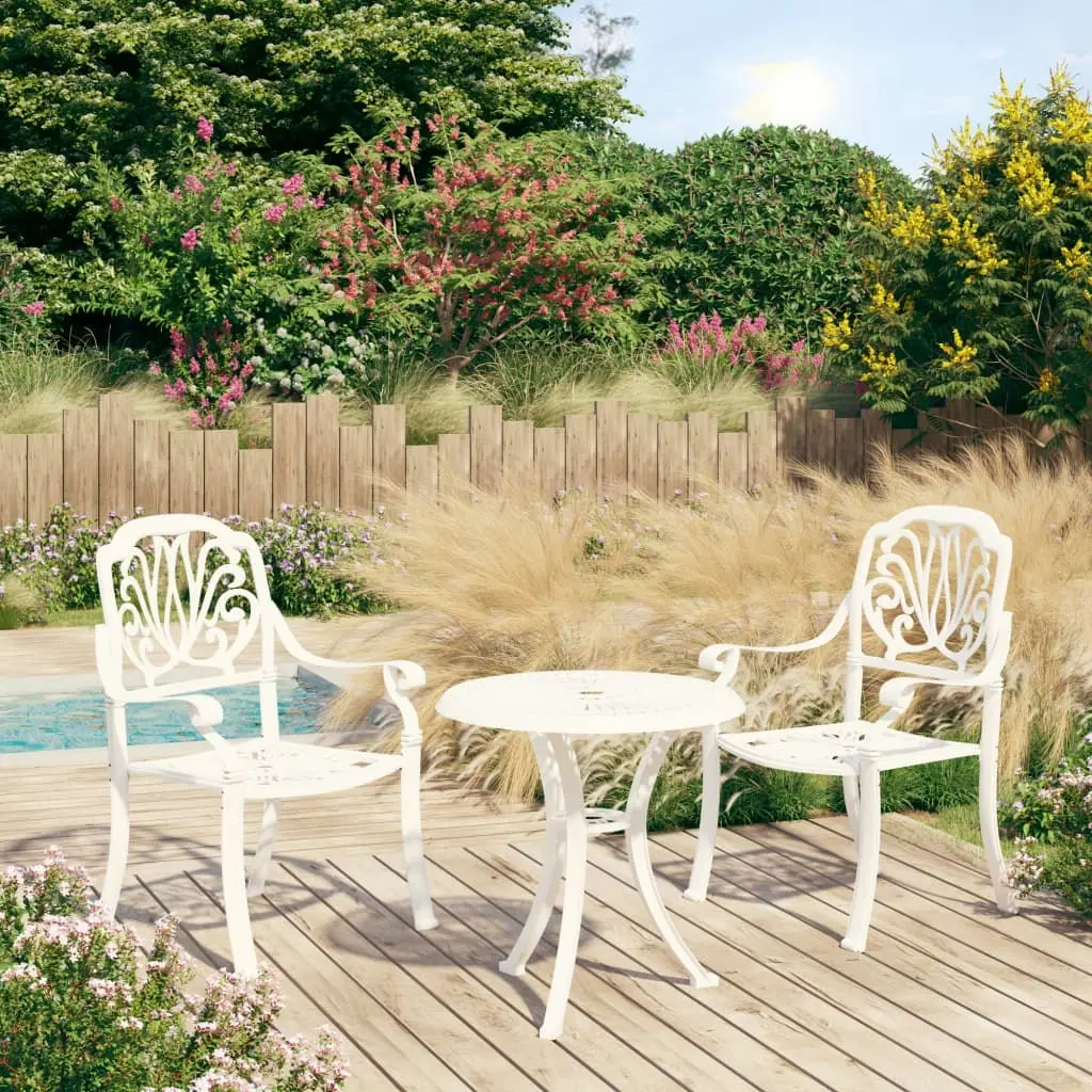 3 Piece Bistro Set Cast Aluminium White 3070567