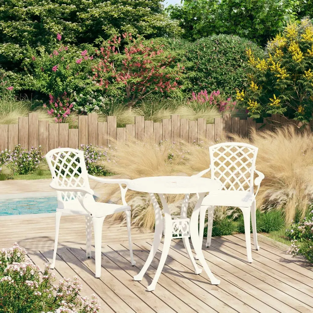 3 Piece Bistro Set Cast Aluminium White 3070582