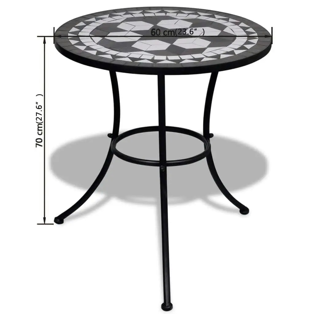 3 Piece Bistro Set Ceramic Tile Black and White 271772