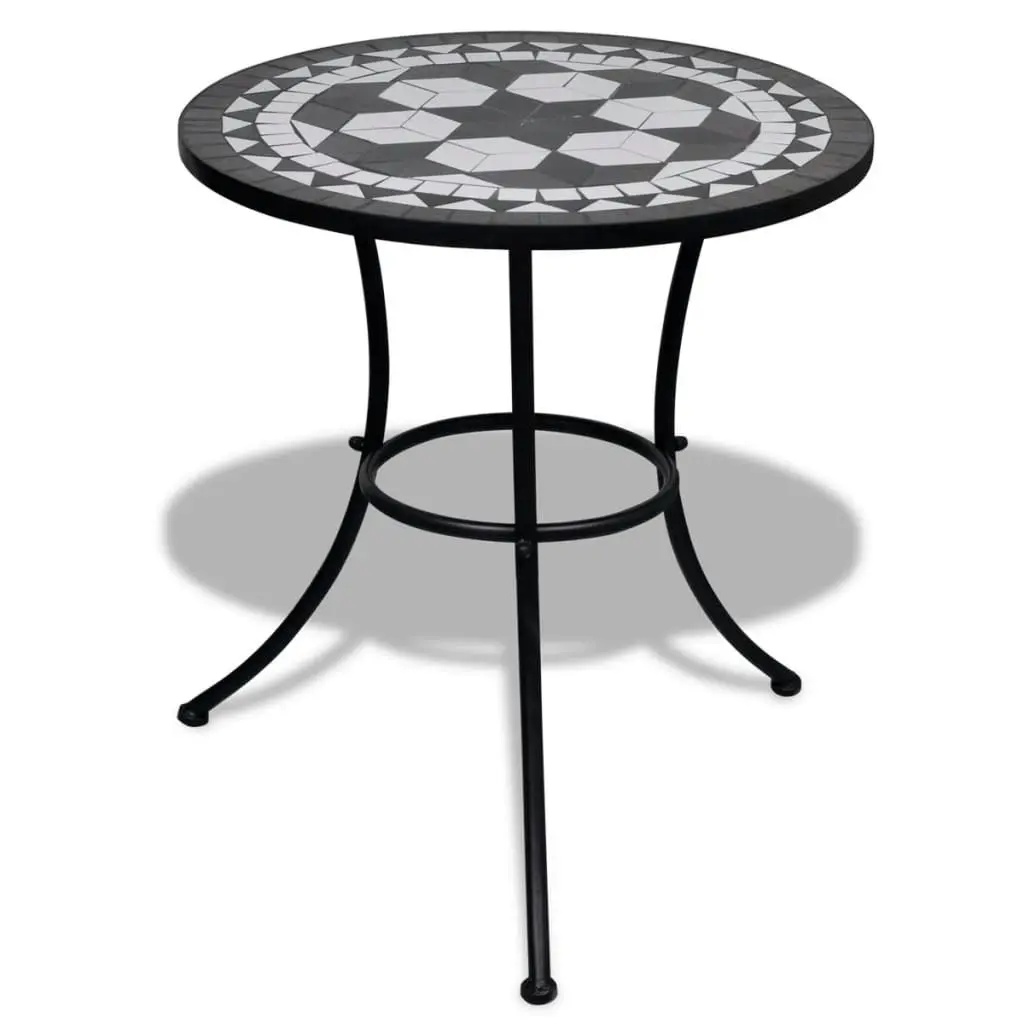 3 Piece Bistro Set Ceramic Tile Black and White 271772