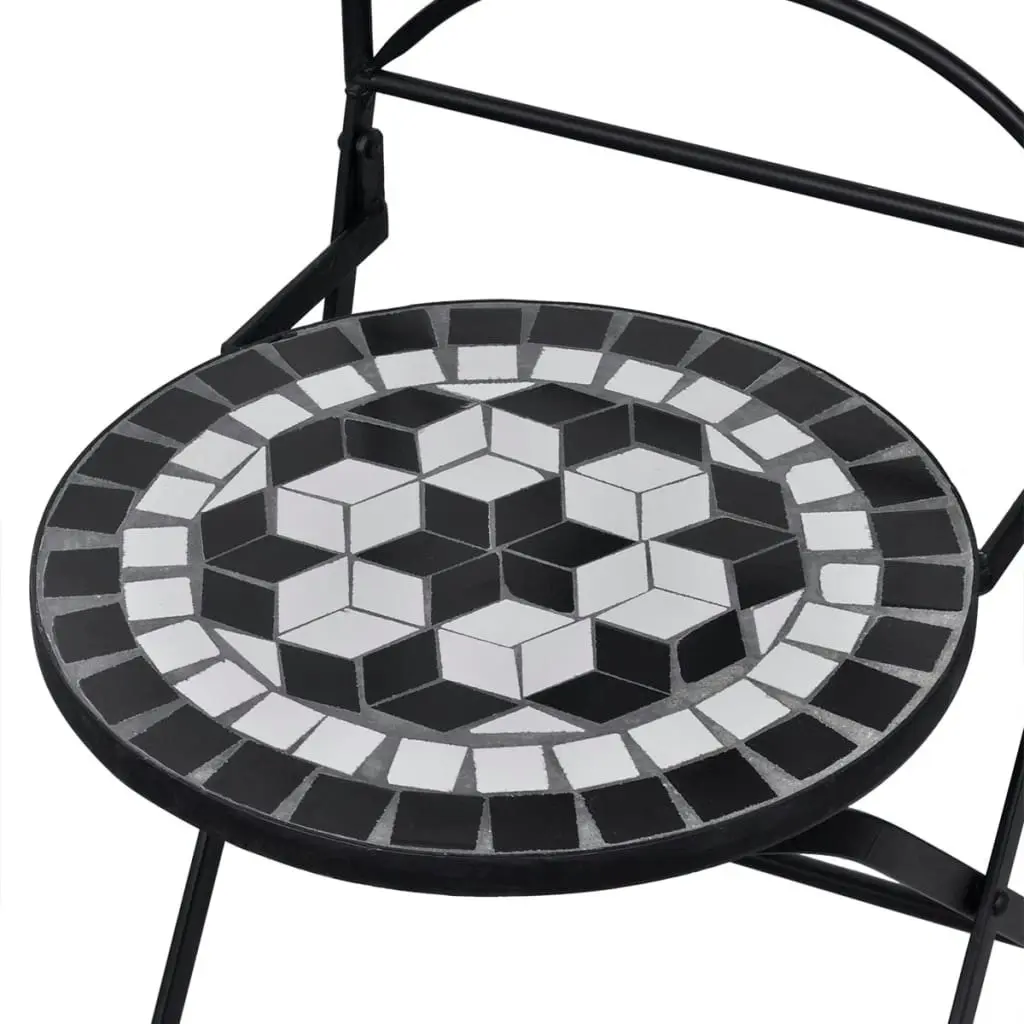 3 Piece Bistro Set Ceramic Tile Black and White 271772