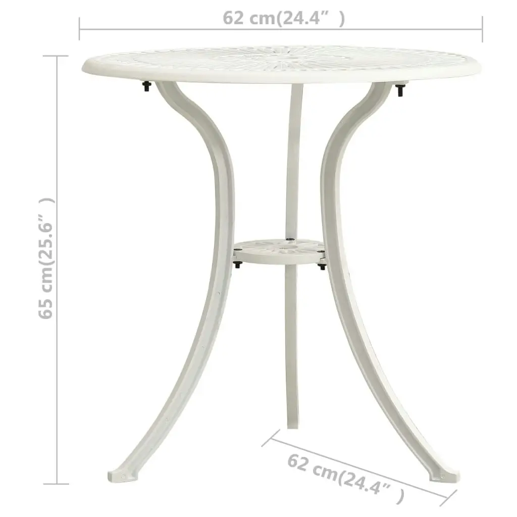 3 Piece Bistro Set Cast Aluminium White 315593