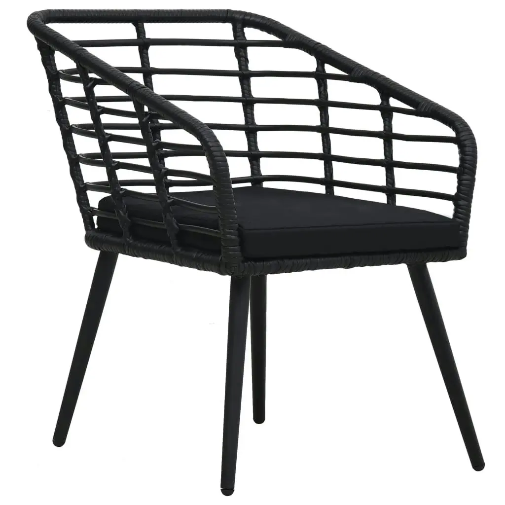 3 Piece Bistro Set Poly Rattan Black 48579