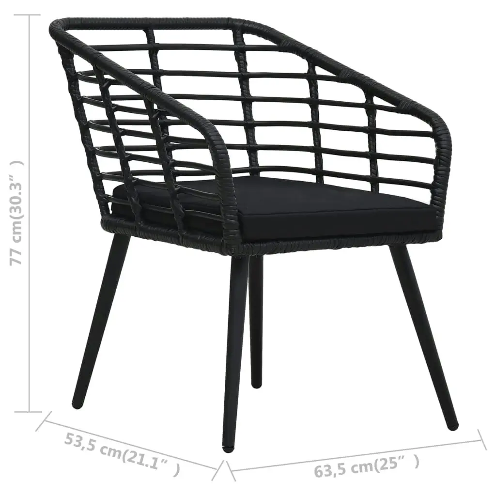 3 Piece Bistro Set Poly Rattan Black 48579