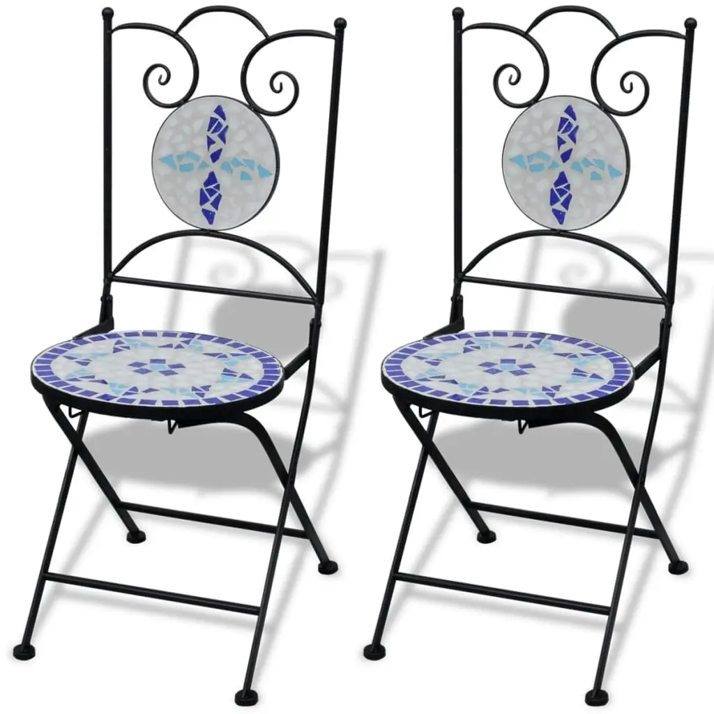 3 Piece Bistro Set Ceramic Tile Blue and White 271771