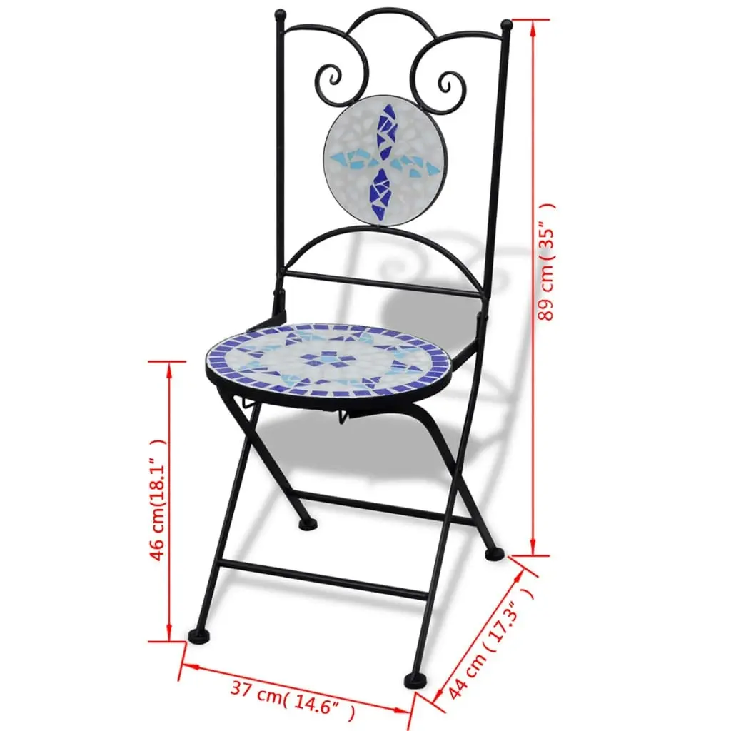 3 Piece Bistro Set Ceramic Tile Blue and White 271771