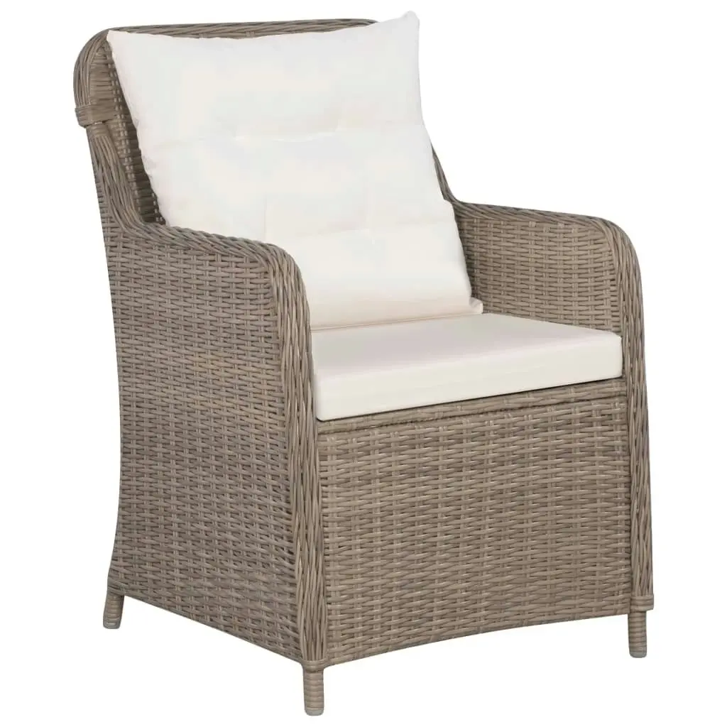 3 Piece Bistro Set with Cushions and Pillows Poly Rattan Brown 44150