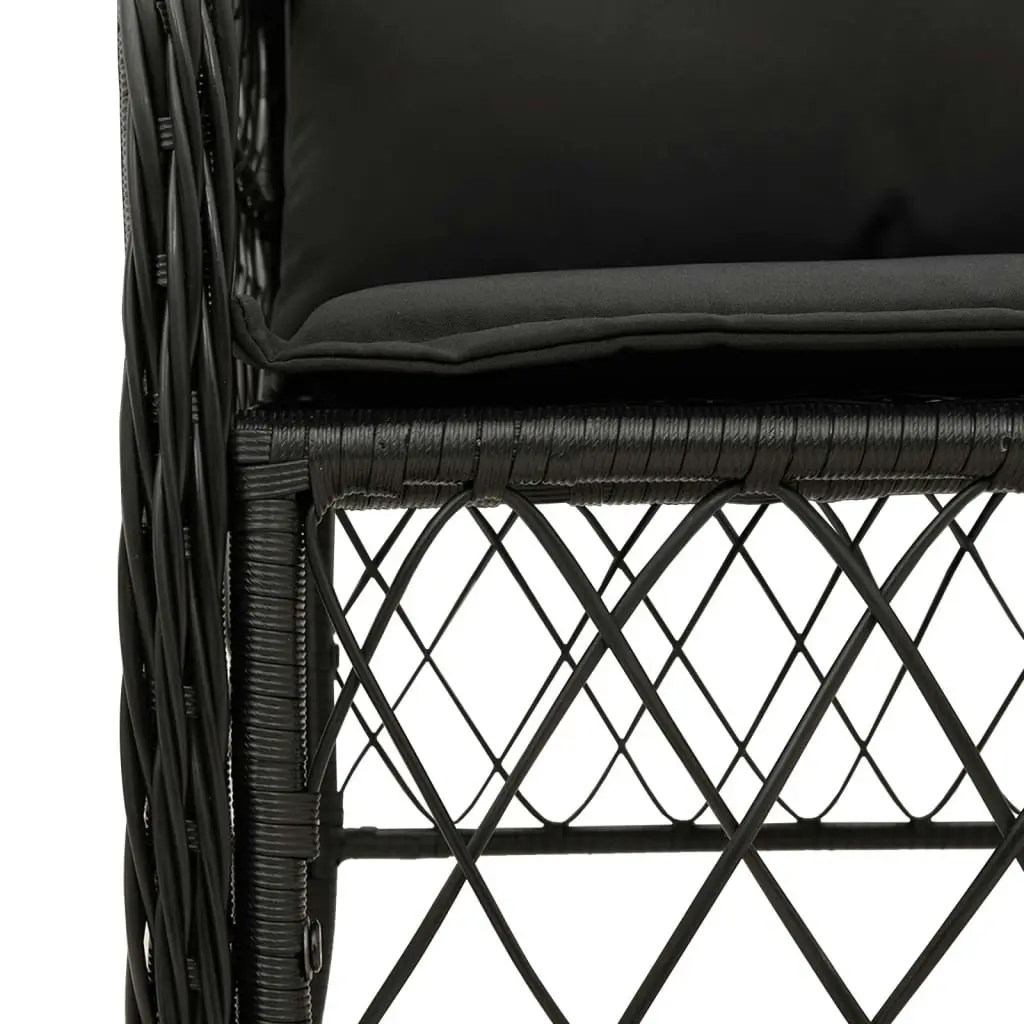 3 Piece Bistro Set with Cushions Black Poly Rattan 3212024