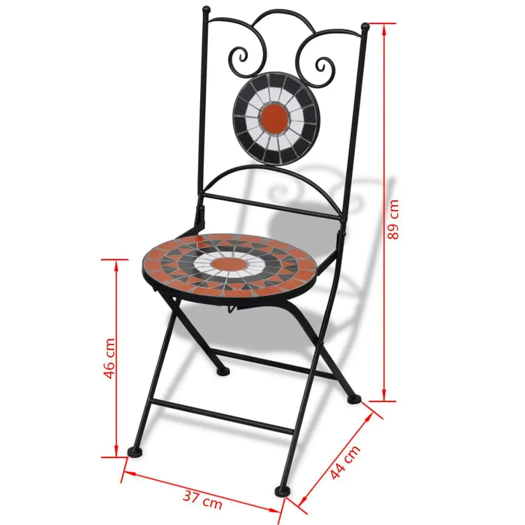 3 Piece Bistro Set Ceramic Tile Terracotta and White 271773