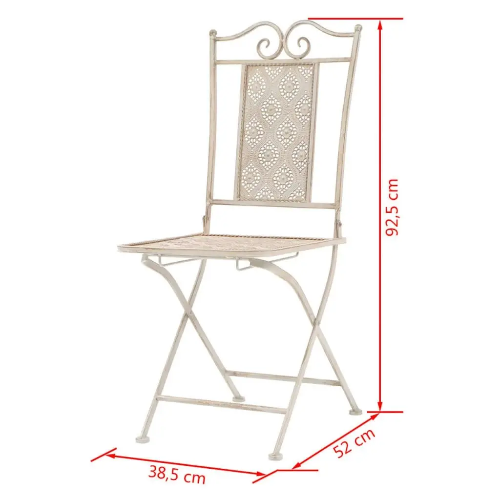 3 Piece Bistro Set Steel White 43149