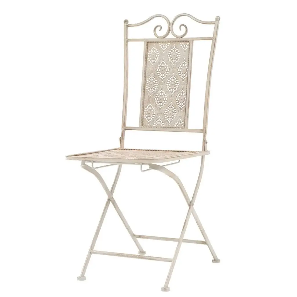 3 Piece Bistro Set Steel White 43149