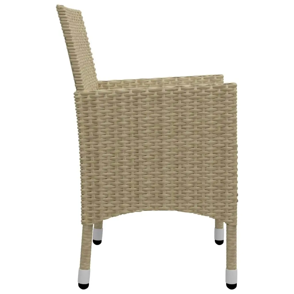 3 Piece Bistro Set Poly Rattan and Tempered Glass Beige 3058360