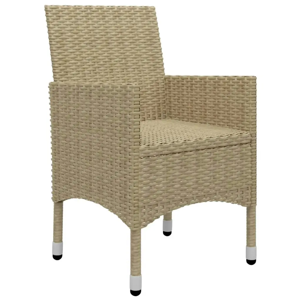 3 Piece Bistro Set Poly Rattan and Tempered Glass Beige 3058360