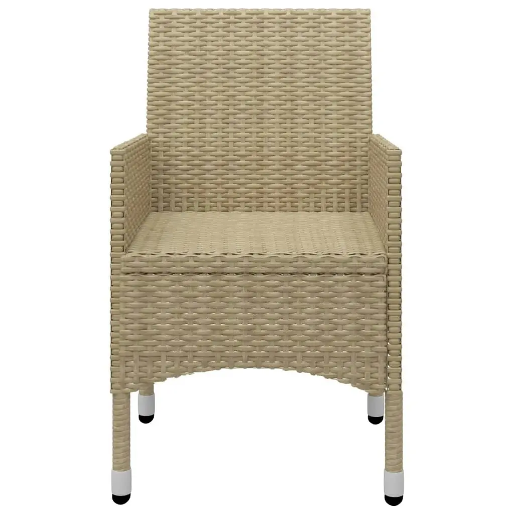 3 Piece Bistro Set Poly Rattan and Tempered Glass Beige 3058360