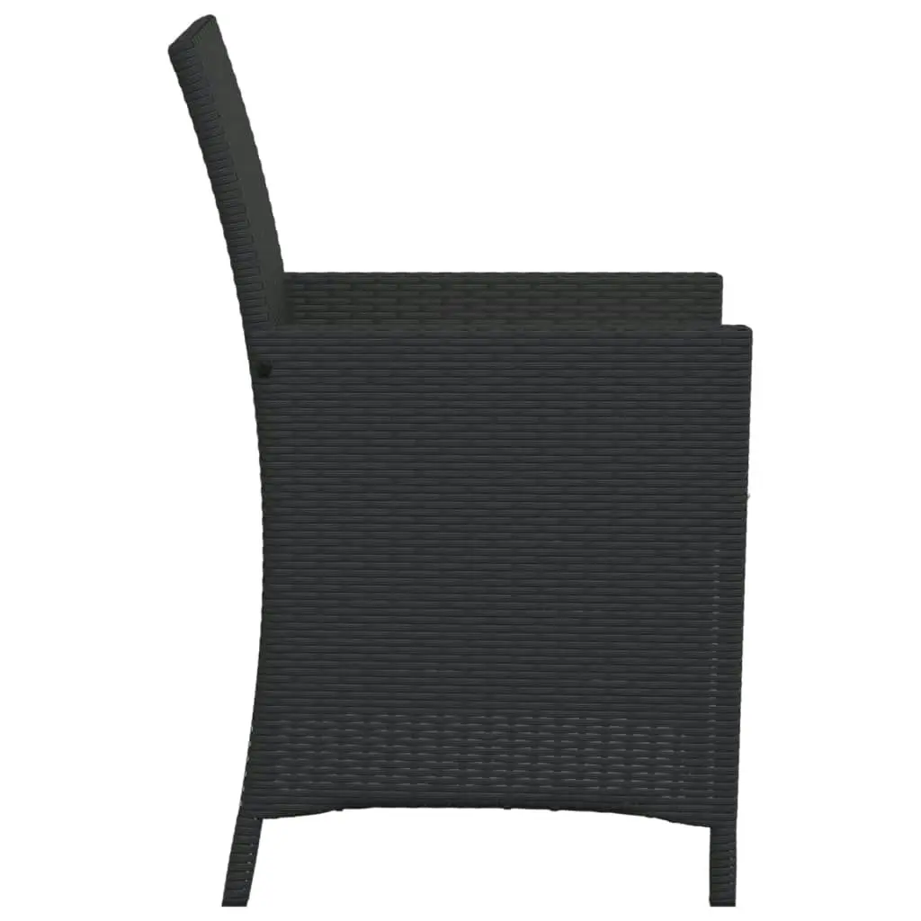 3 Piece Bistro Set with Cushions Black Poly Rattan 365117