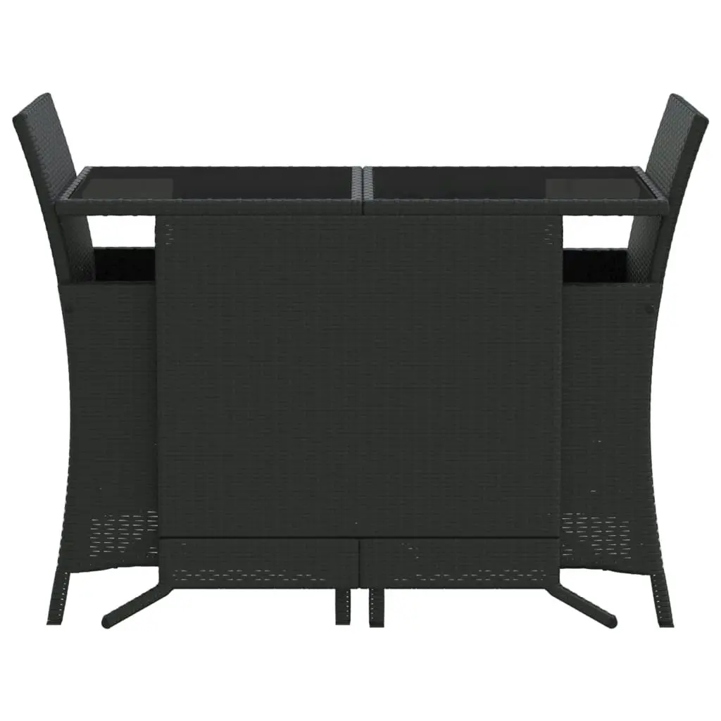 3 Piece Bistro Set with Cushions Black Poly Rattan 365117