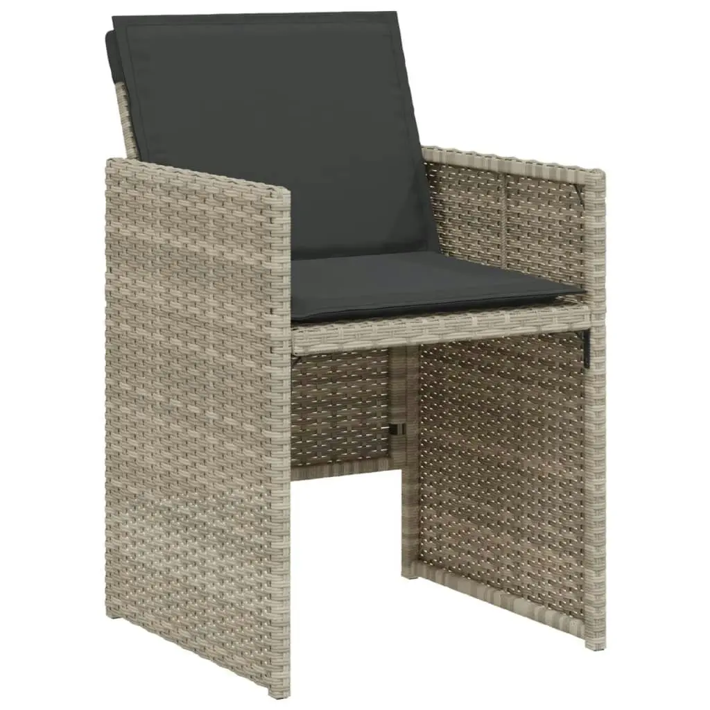 3 Piece Bistro Set with Cushions Light Grey Poly Rattan 365070