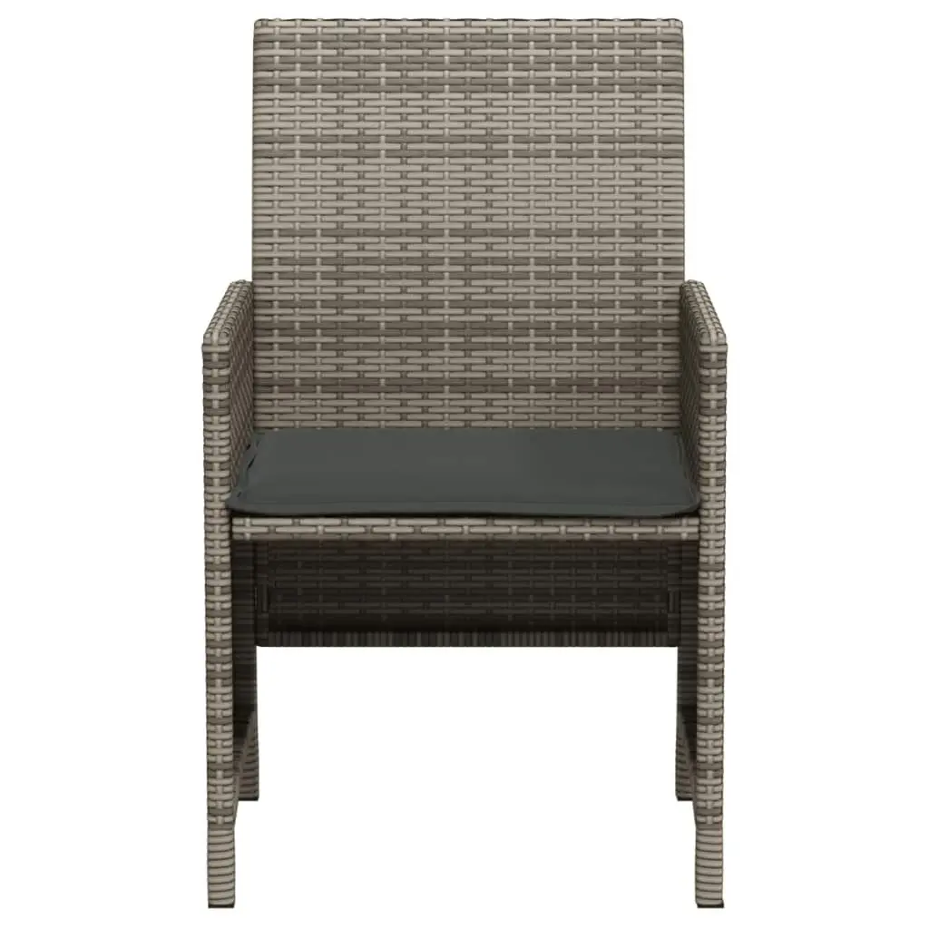 3 Piece Bistro Set with Cushions Grey Poly Rattan 365119