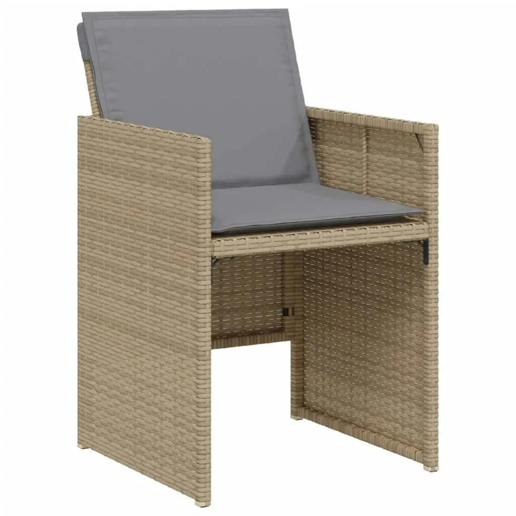 3 Piece Bistro Set with Cushions Mix Beige Poly Rattan 365071