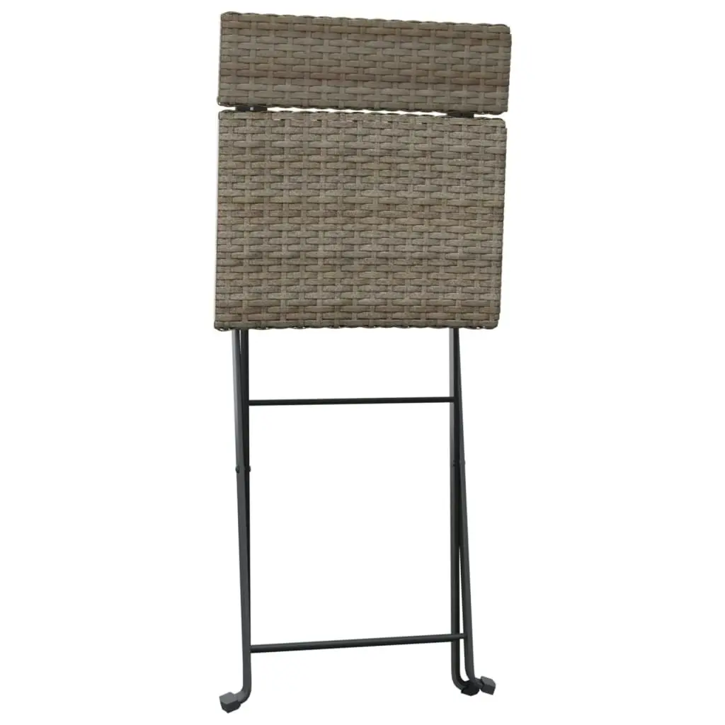 3 Piece Folding Bistro Set Grey Poly Rattan 319991