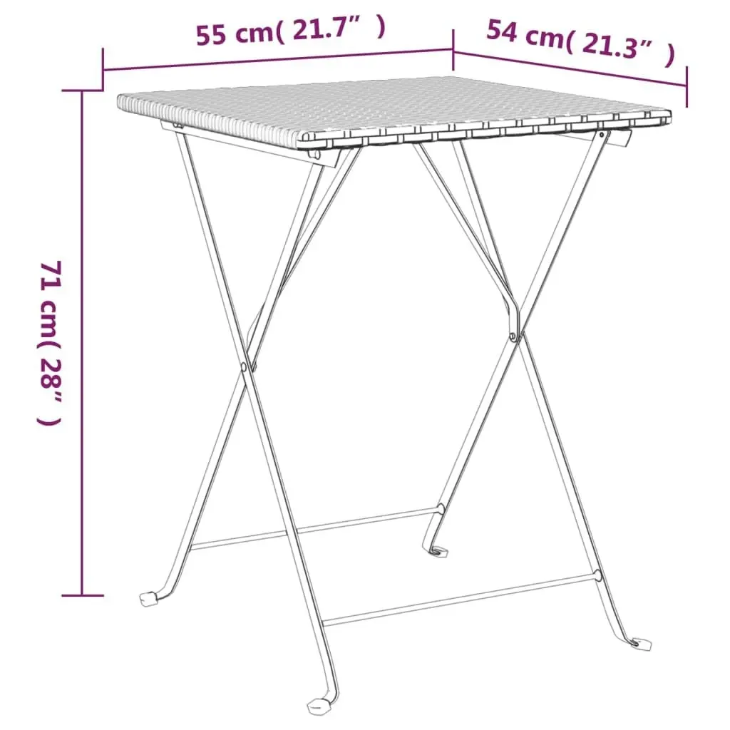 3 Piece Folding Bistro Set Grey Poly Rattan 319991