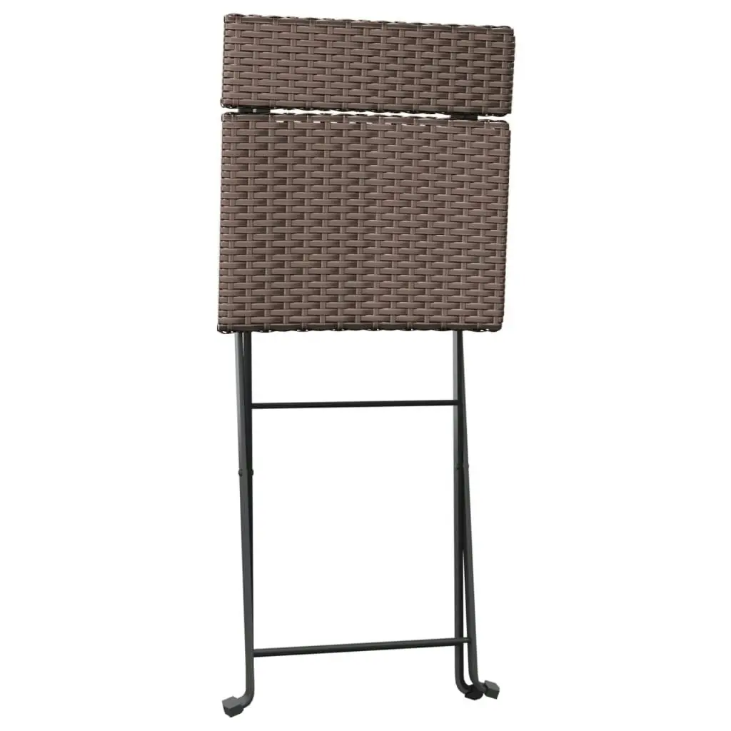 3 Piece Folding Bistro Set Brown Poly Rattan 319990