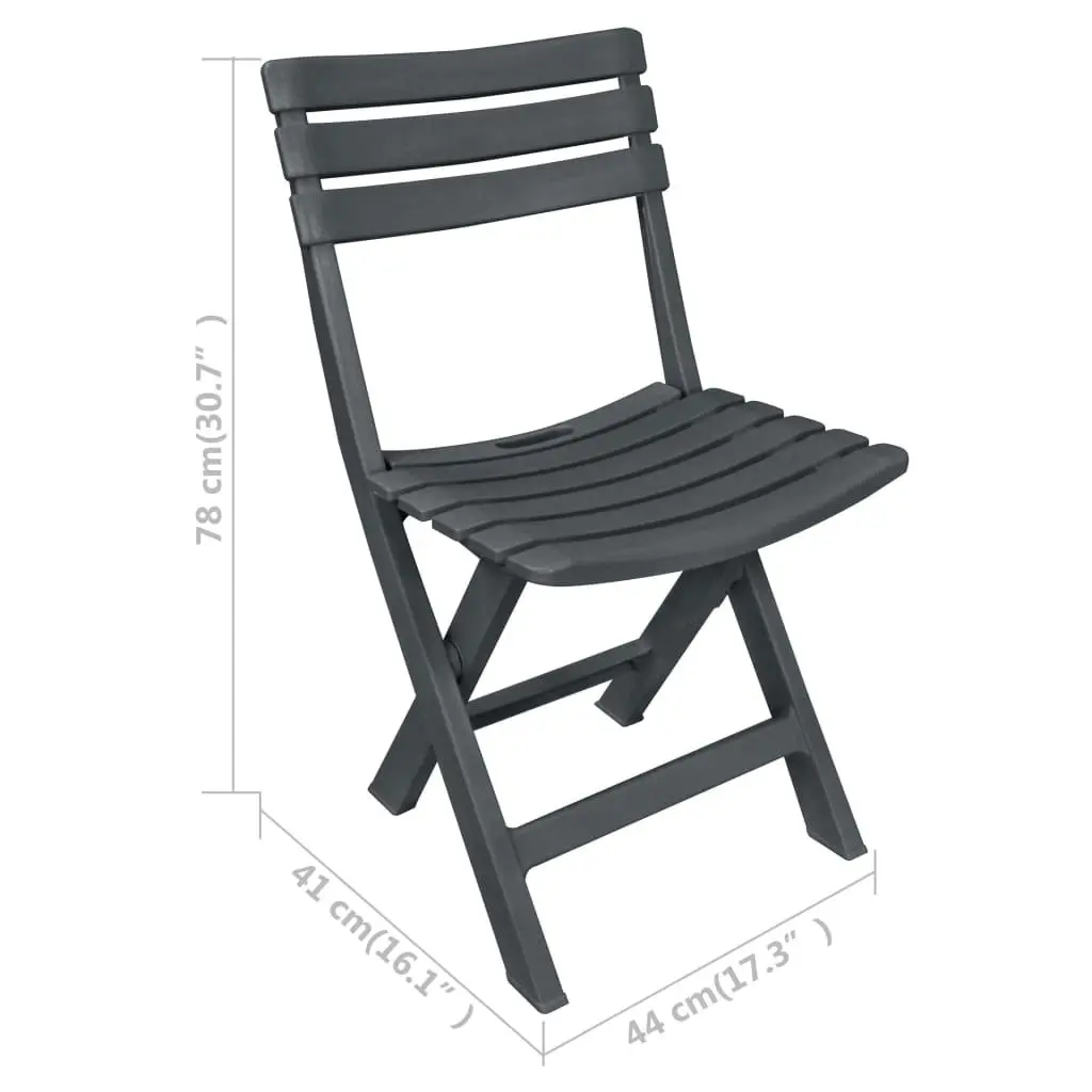 3 Piece Folding Bistro Set Plastic Anthracite 48753