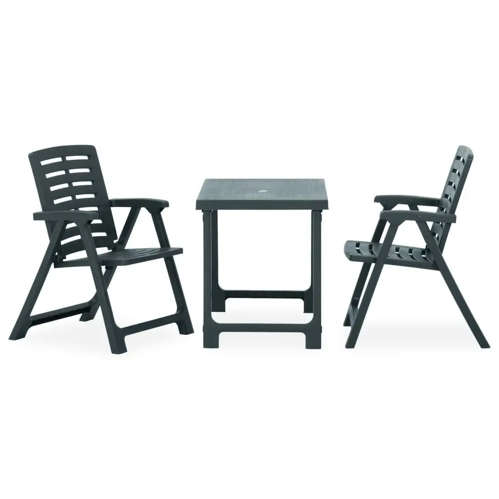 3 Piece Folding Bistro Set Plastic Green 315834