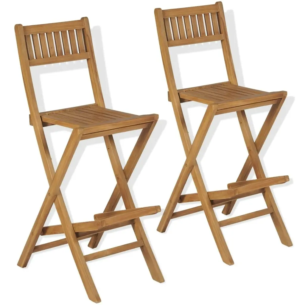 3 Piece Bistro Set with Folding Chairs Solid Teak Wood 43805