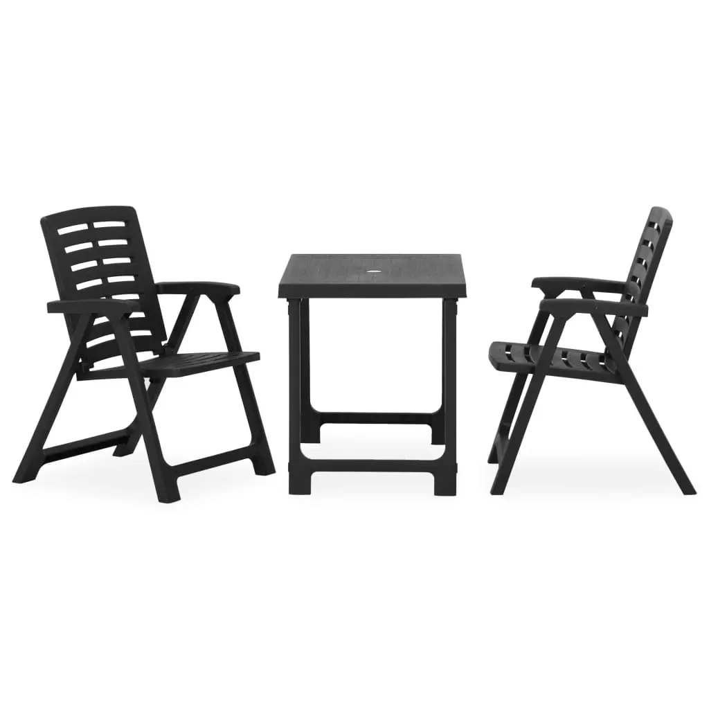 3 Piece Folding Bistro Set Plastic Grey 315835